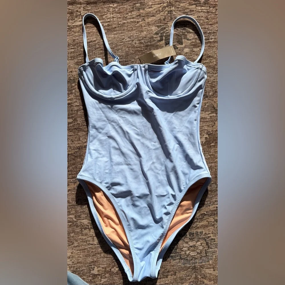 J. Crew Light Blue Molded-Cup One-Piece Swimsuit